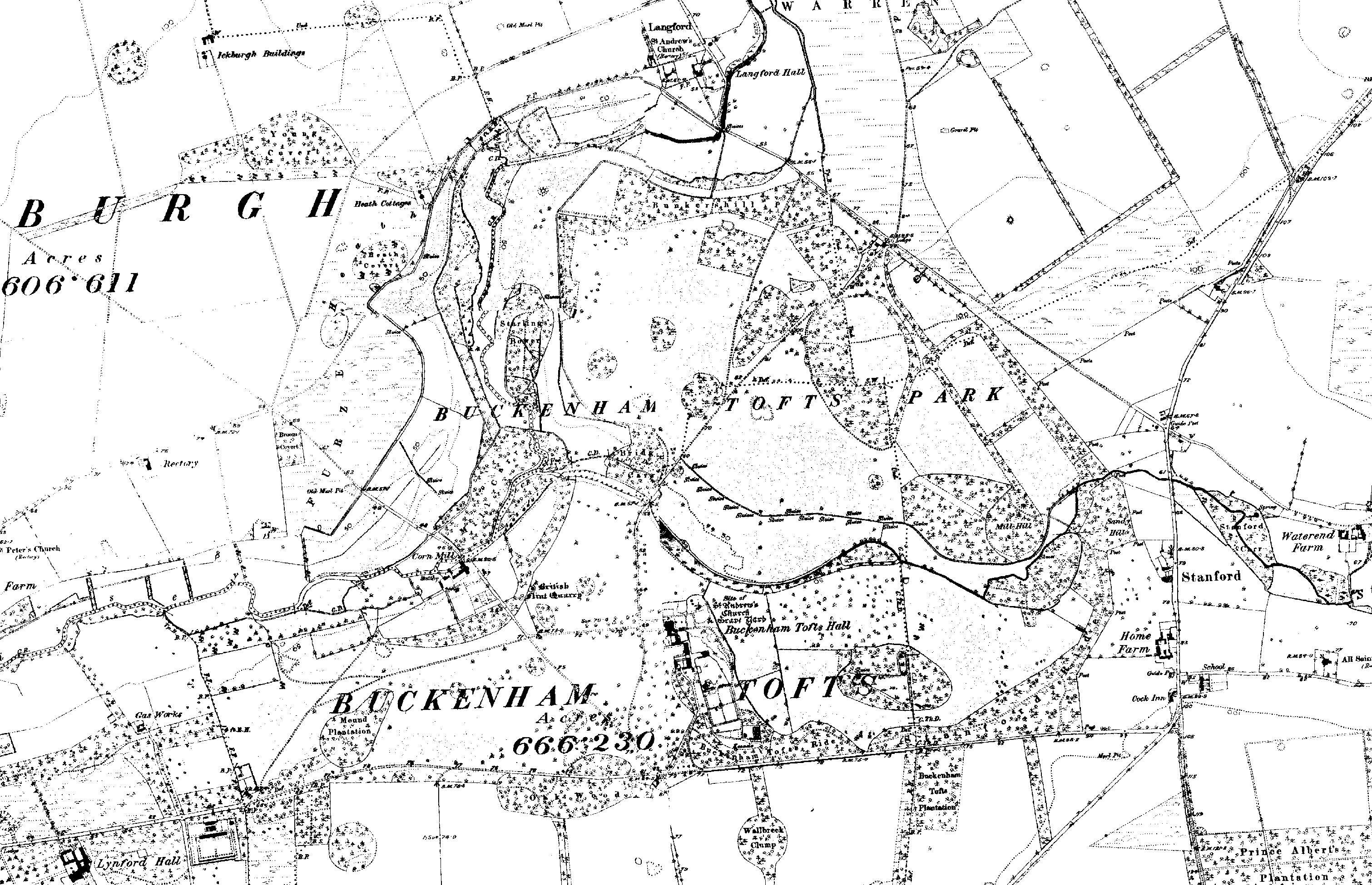 Lynford 1880s OS Map